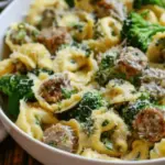 Creamy Garlic Parmesan Tortellini with Sausage and Broccoli