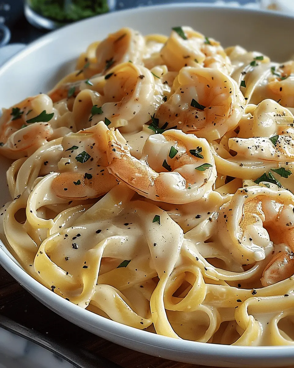 Creamy Shrimp Fettuccine Pasta with Indulgent Homemade Alfredo Sauce