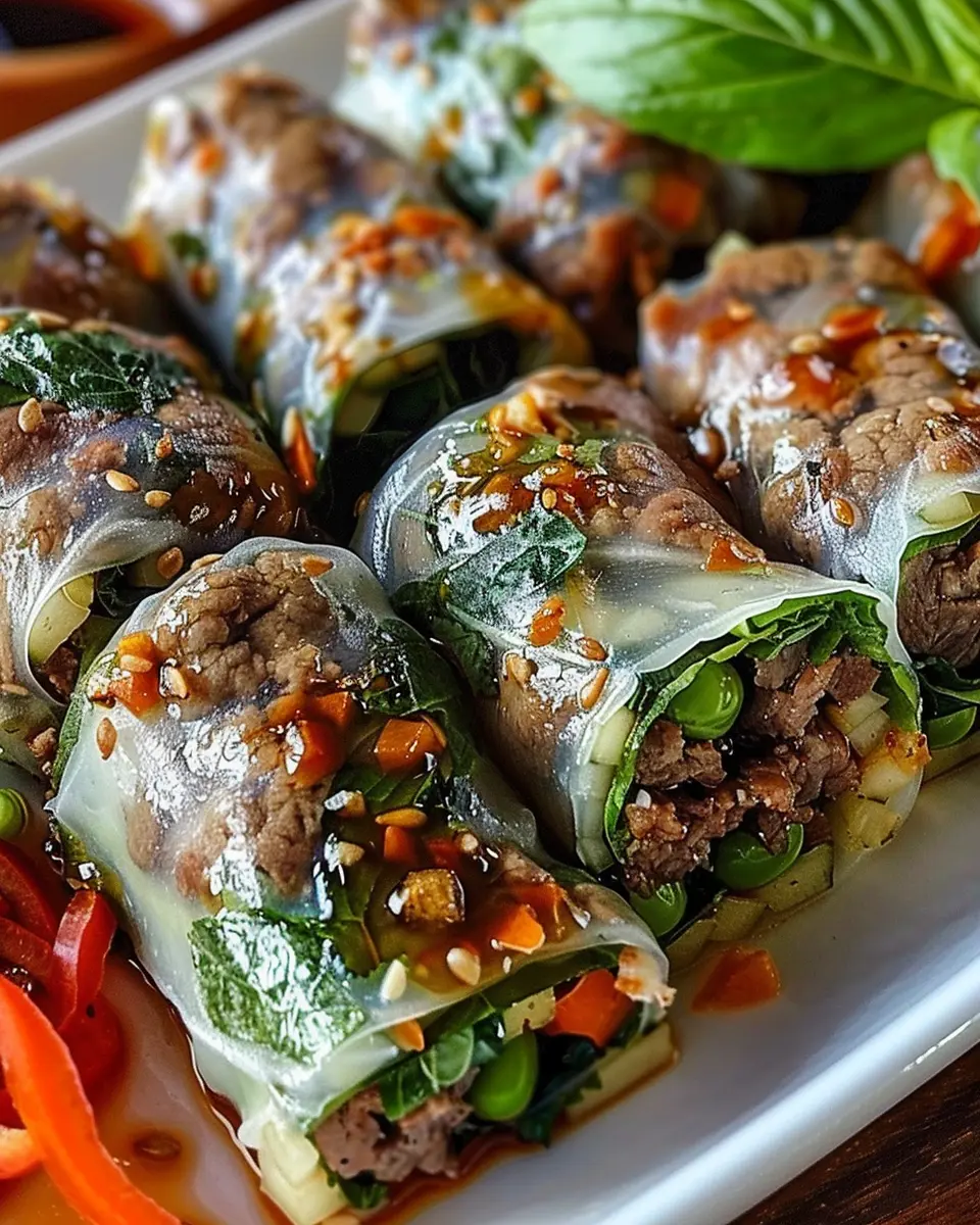 Thai Basil Beef Rolls