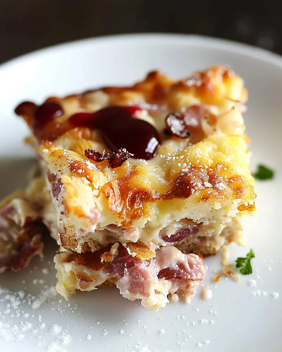 Monte Cristo Breakfast Casserole: Easy Comfort with Turkey Bacon and Chicken Ham