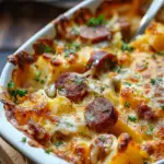 Kielbasa Sausage Cheesy Potato Casserole