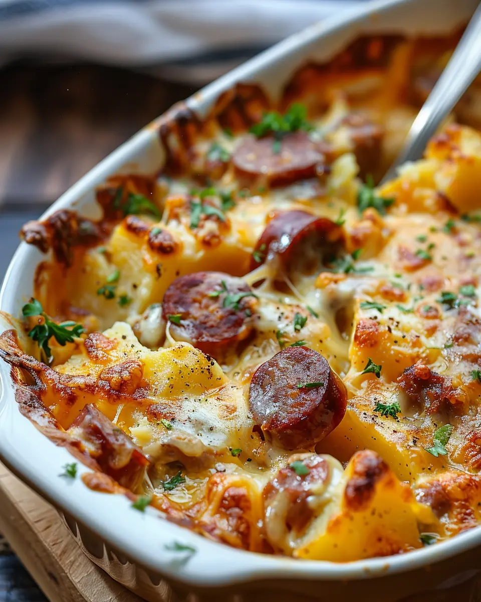 Kielbasa Sausage Cheesy Potato Casserole: Easy Comfort Food Delight