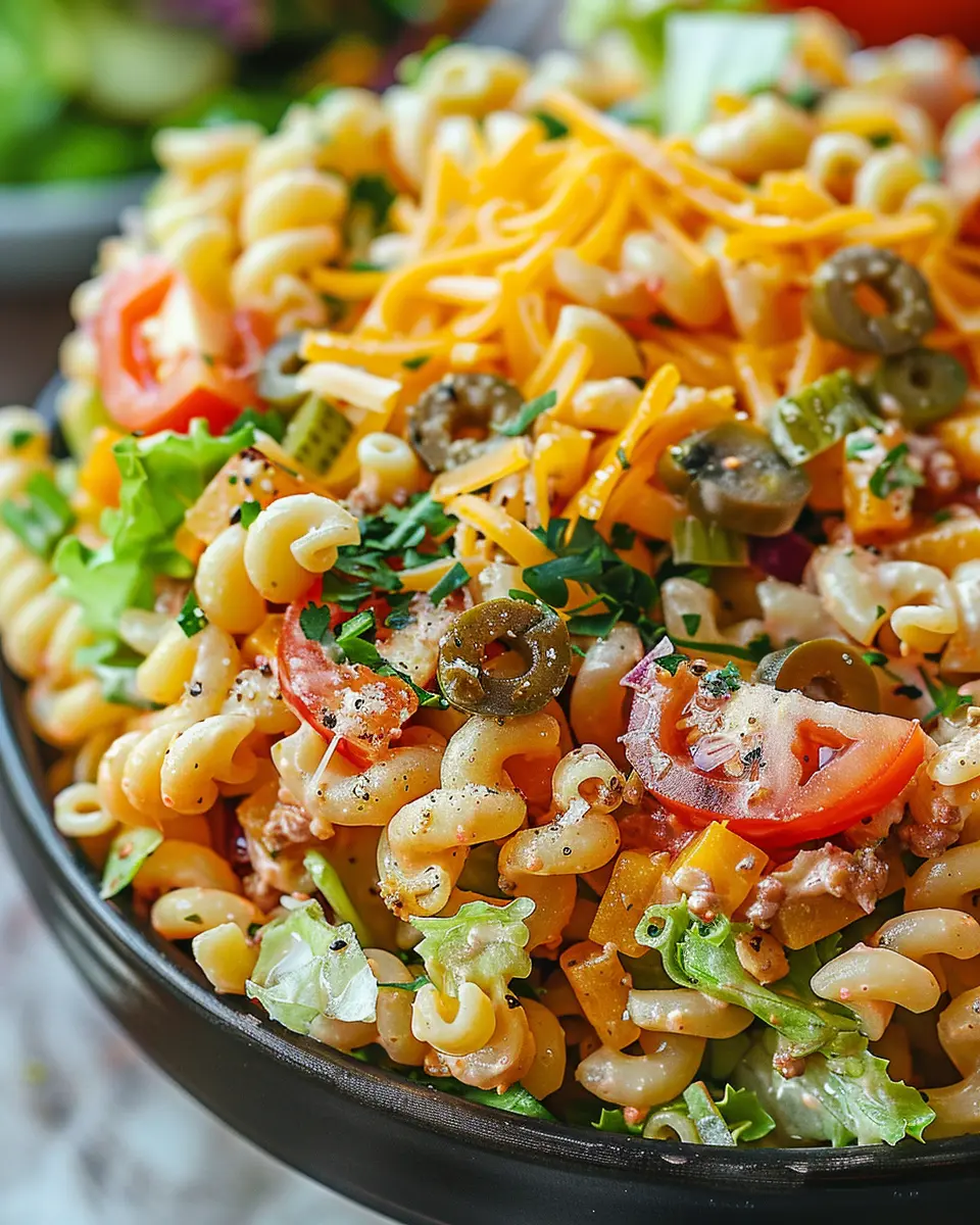 Big Mac Pasta Salad: Easy Comfort Food with Turkey Bacon and Chicken Ham