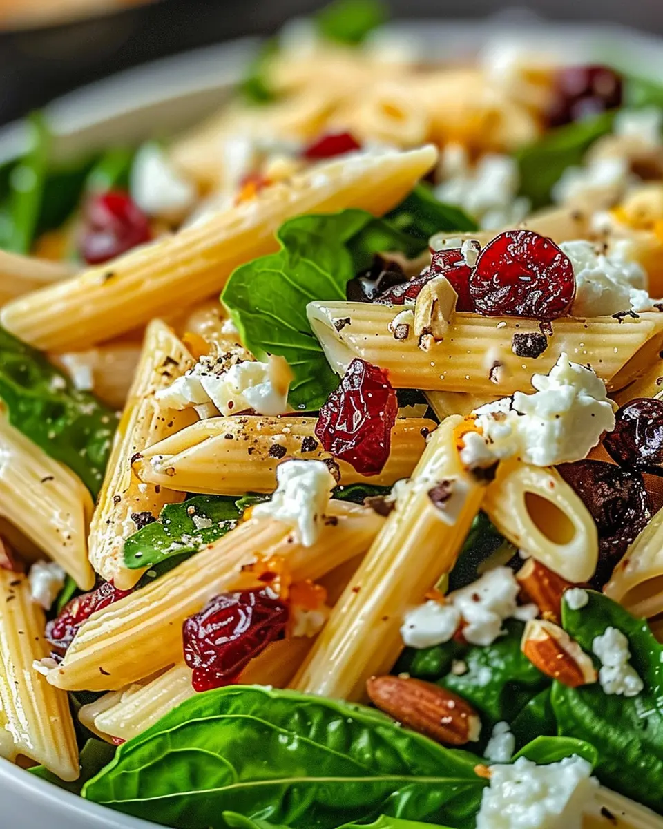 Feta &amp; Cranberry Penne Salad: Easy Orange Vinaigrette Twist