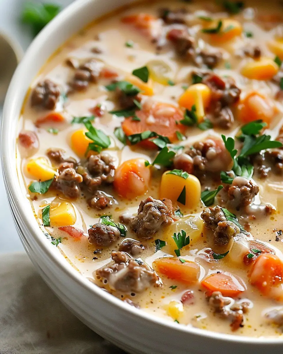 Cheeseburger Soup Recipe: Comforting and Easy with Turkey Bacon