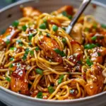 Sticky Garlic Chicken Noodles Recipe