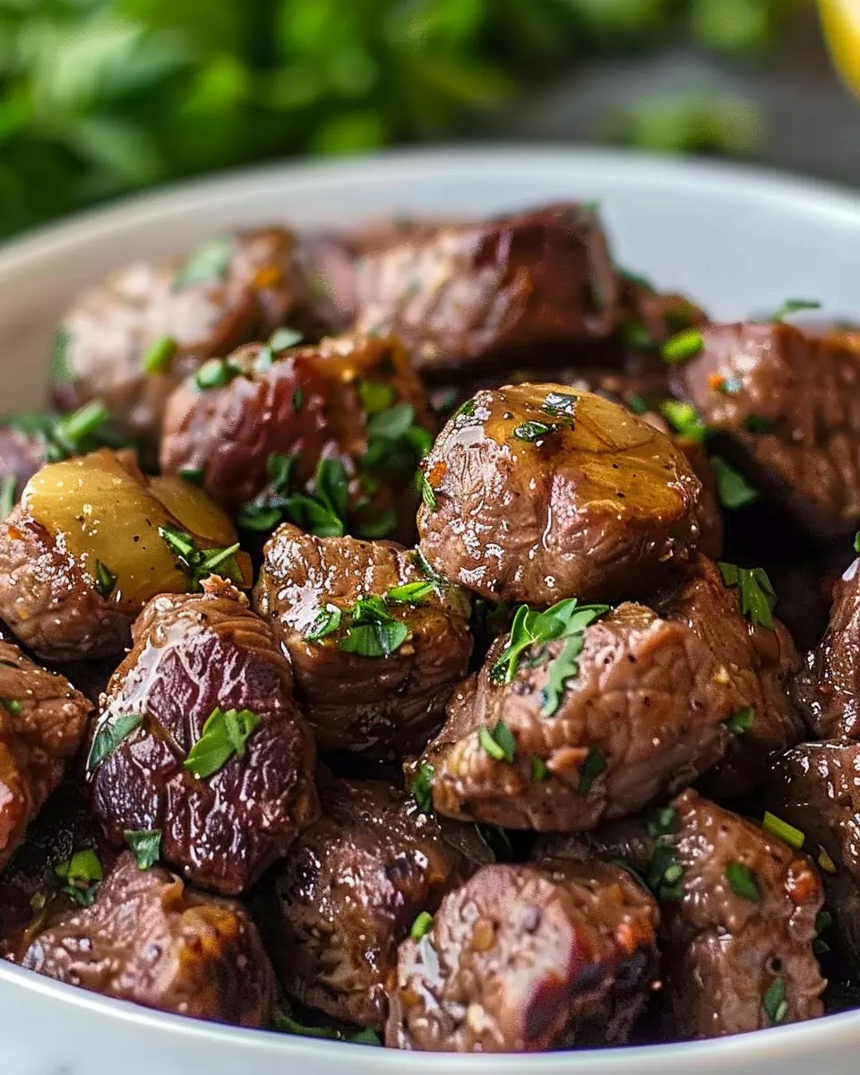 High Protein Slow Cooker Garlic Butter Beef Bites
