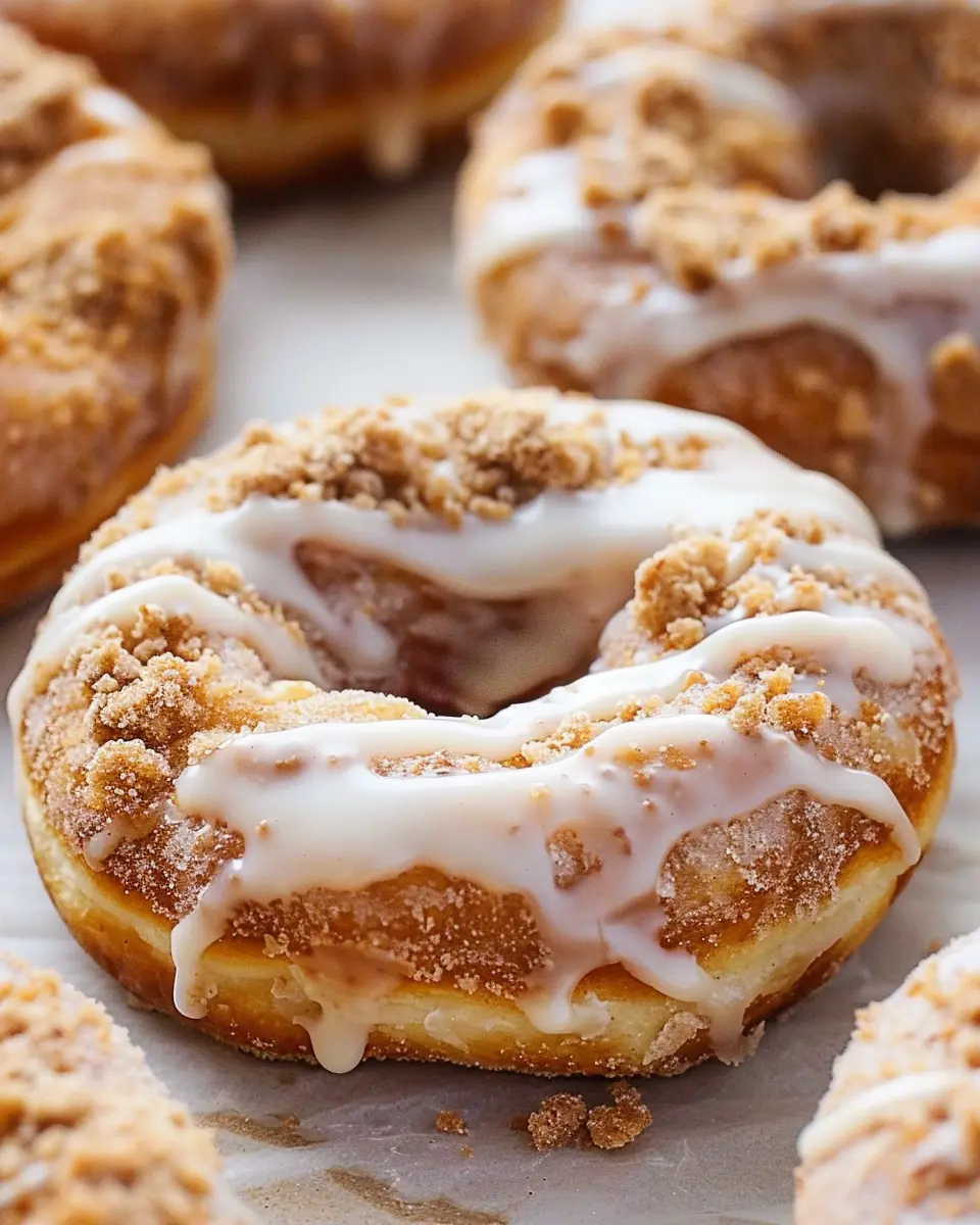 Coffee Cake Donuts with Vanilla Glaze