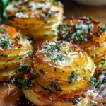 Crispy Roasted Garlic Parmesan Potato Stacks Recipe