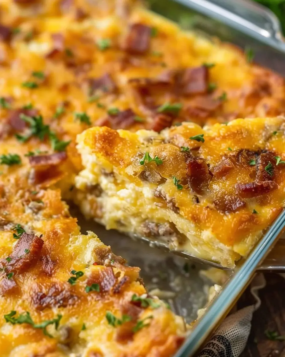 Amish Breakfast Casserole: Easy Turkey Bacon and Chicken Ham Delight